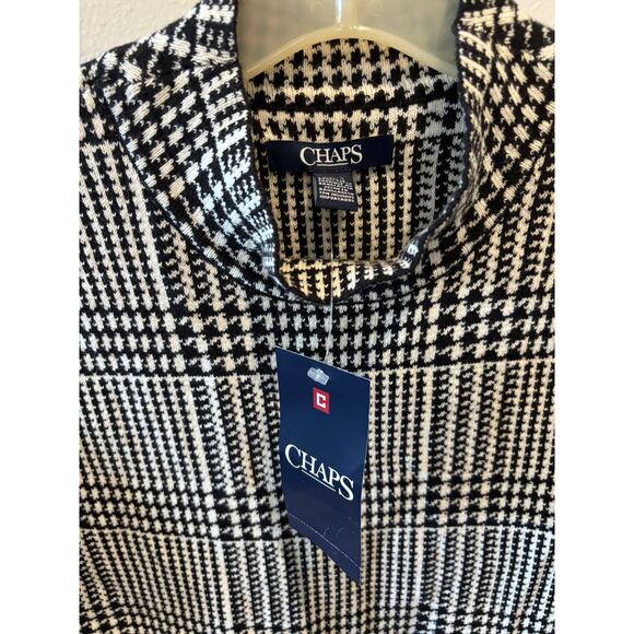 CHAPS Sheath Dress Womens Size Small Plaid White Black Preppy Academia Workwear - Picture 3 of 4